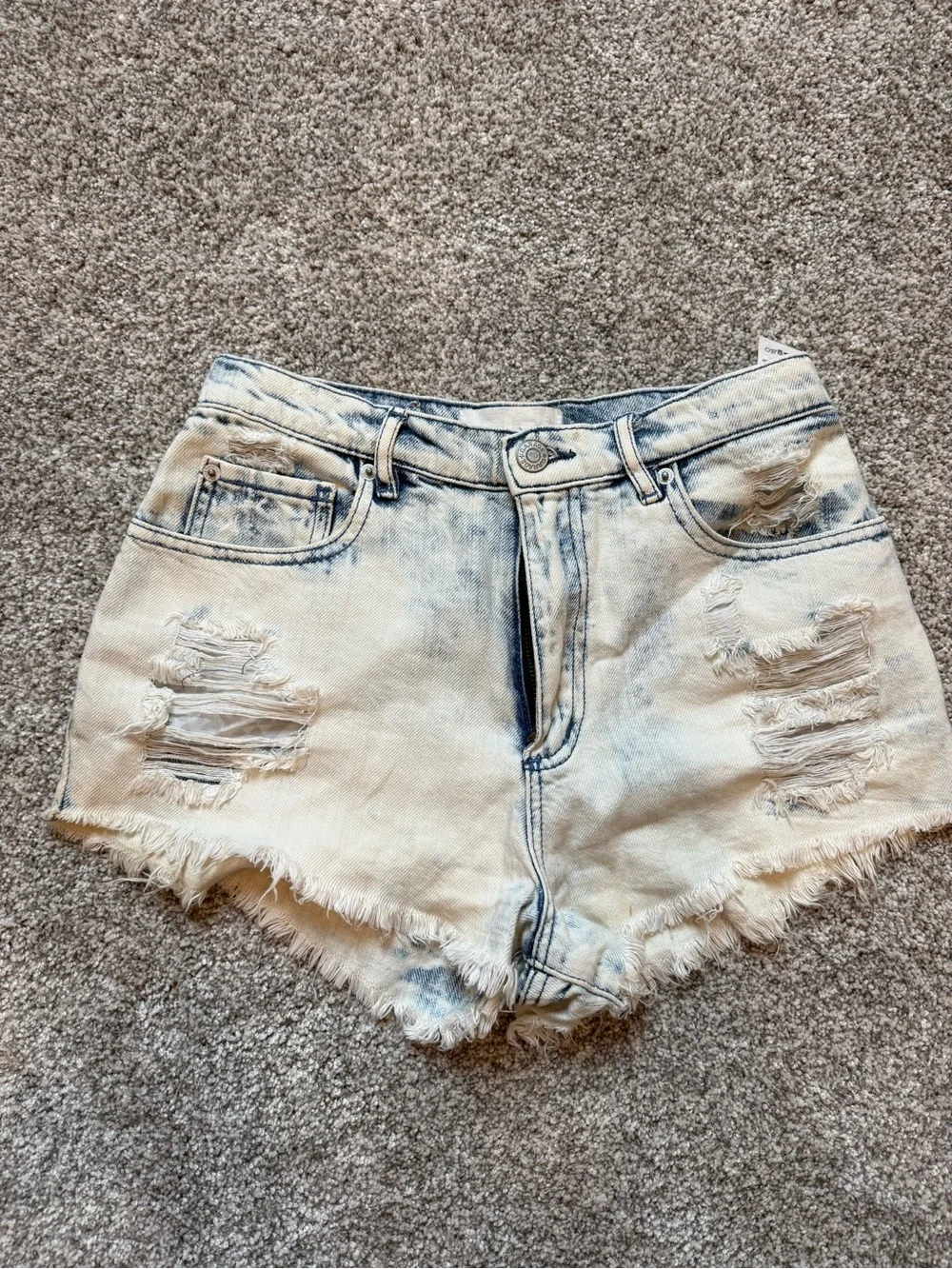 Garage Light Blue Distressed Denim Shorts